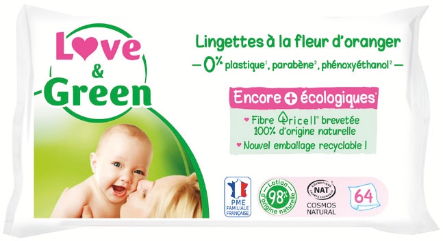Love & Green Lingettes à la fleur d'oranger