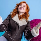 Veste col aviateur zippée doublée marron foncé femme à 34,99 € dans le catalogue La Halle