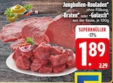 Aktuelle Gulasch Angebote bei EDEKA in Augsburg Aktuelles Jungbullen-Rouladen Angebot bei EDEKA in Augsburg ab 1,89 €