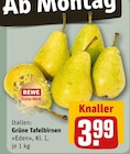 Birnen im REWE Prospekt Grüne Tafelbirnen von Rewe im aktuellen REWE Prospekt für 3,99 €