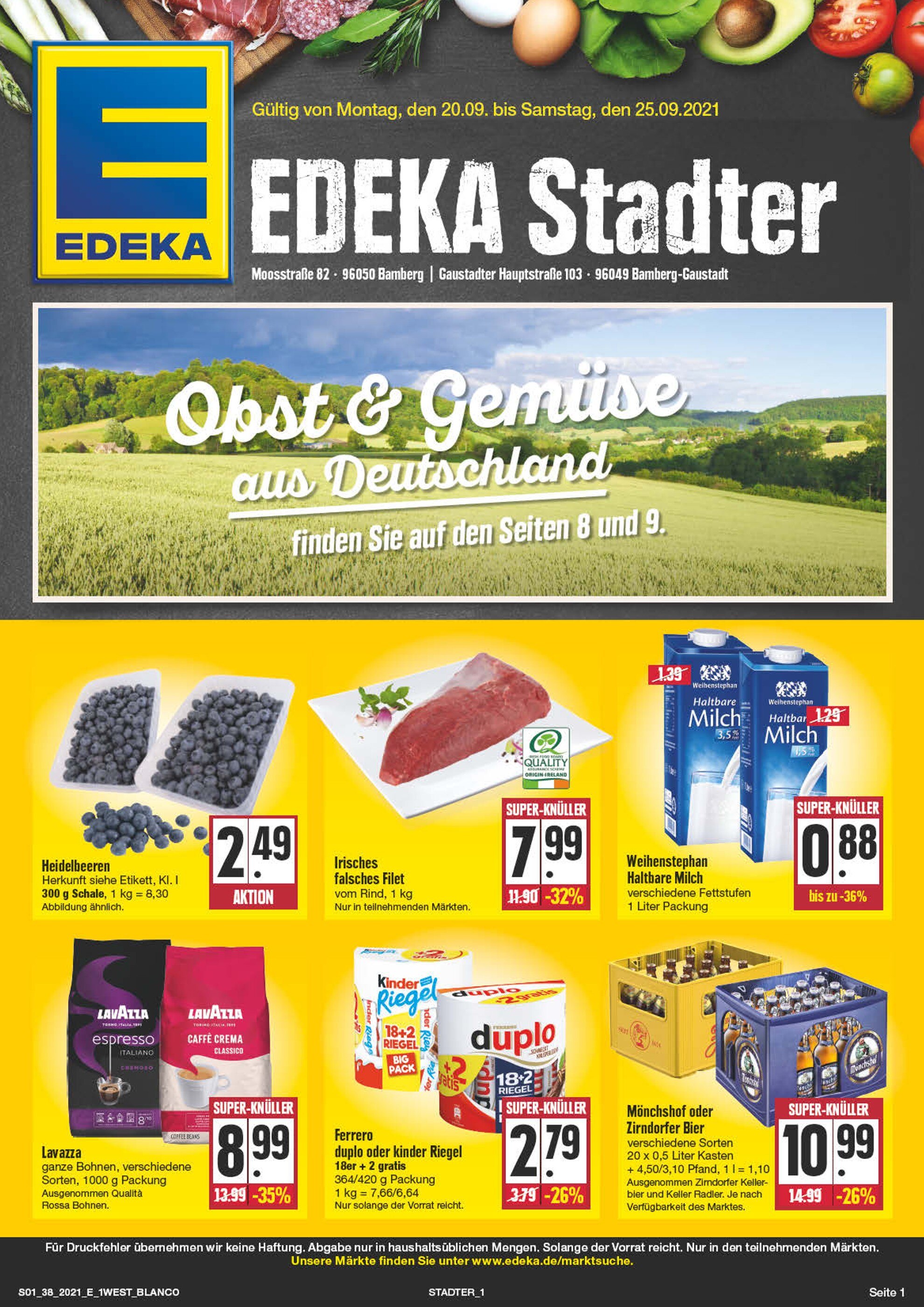EDEKA Prospekt für Bamberg mit 36 Seiten EDEKA Prospekt für Bamberg: "Wir lieben Lebensmittel!", 36 Seiten, 20.09.2021 - 25.09.2021