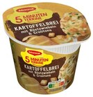 5 Minuten Terrine Kartoffelbrei mit Röstzwiebeln & Croutons oder 5 Minuten Terrine Nudeln in Rahmsauce Angebote von Maggi bei REWE Germering für 0,89 €