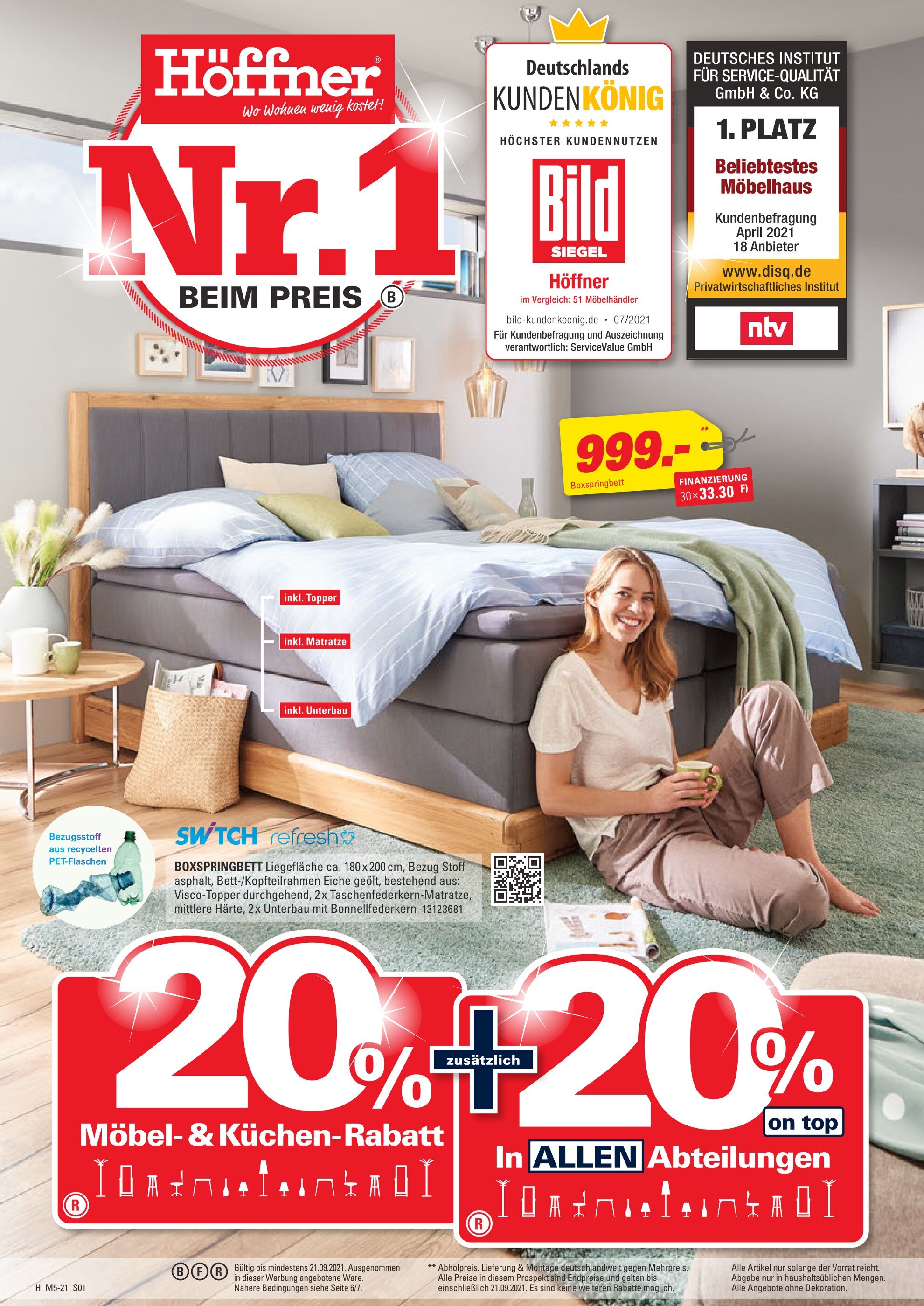 Höffner Prospekt für Berlin mit 20 Seiten Höffner Prospekt für Berlin: "NR.1 BEIM PREIS", 20 Seiten, 08.09.2021 - 21.09.2021