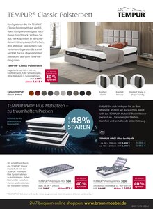 Matratze im aktuellen BRAUN Möbel-Center Prospekt (Freiburg (Breisgau)) Matratze im BRAUN Möbel-Center Prospekt "Tempur Fachberatertage" mit 4 Seiten (Freiburg (Breisgau))