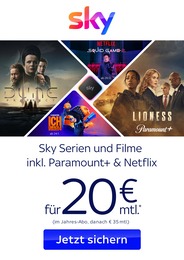 Sky Prospekt für Lawitz und Umgebung: „Sky Serien und Filme inkl. Paramount+ & Netflix“, 1 Seite, 04.12.2024 - 31.12.2024