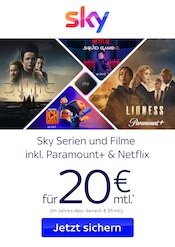 Aktueller Sky Landshut Prospekt "Sky Serien und Filme inkl. Paramount+ & Netflix" mit 1 Seite