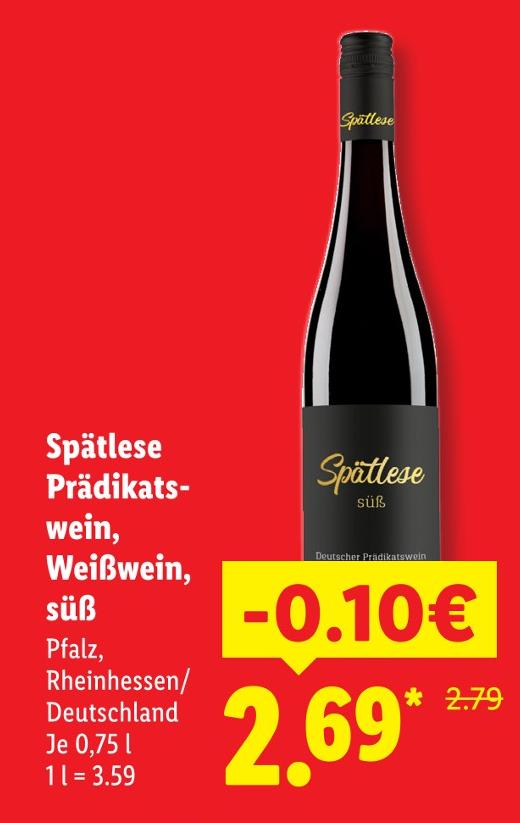 Spätlese Prädikatswein, Weißwein, süß