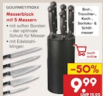 Messerblock mit 5 Messern im Angebot bei Netto Marken-Discount in Oldenburg Messerblock mit 5 Messern Angebote von GOURMETmaxx bei Netto Marken-Discount Oldenburg für 9,99 €