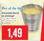 Citronella Kerze im Zinktopt Angebote von Out of the blue bei Kaufhaus Stolz Cuxhaven für 1,49 €
