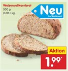 Aktuelle Brötchen Angebote bei Netto Marken-Discount in Ulm Aktuelles Weizenvollkornbrot Angebot bei Netto Marken-Discount in Ulm ab 1,99 €