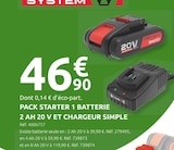 Pack starter 1 batterie 2 ah 20 v et chargeur simple - INVENTIV en promo chez Mr. Bricolage Arles à 46,90 €