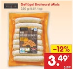Geflügel Bratwurst Minis im Angebot bei Netto Marken-Discount in St. Ingbert Geflügel Bratwurst Minis Angebote von WIESENHOF bei Netto Marken-Discount St. Ingbert für 3,49 €