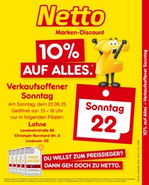 Netto Marken-Discount Prospekt für Lohne (Oldenburg): "10% auf ALLES", 2 Seiten, 22.06.2025 - 22.06.2025