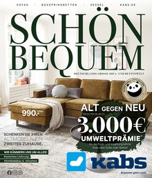 Möbel & Einrichtung Prospekt von Kabs Kabs Prospekt: SCHÖN BEQUEM - ALT GEGEN NEU, 45 Seiten, 04.05.2022 - 27.05.2022