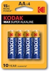 Promo KODAK - Piles - MAX Alcaline - AA / LR06 - pack de 4 à 1,00 € dans le catalogue Bureau Vallée à Castelnaudary