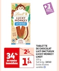 TABLETTE DE CHOCOLAT LAIT ONCTUEUX LUCKY MONKEY - LINDT en promo chez Auchan Supermarché Châtenay-Malabry à 1,64 €