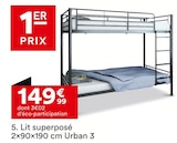 Lit superposé 2×90×190 cm 3 - Urban - But à Noisy-le-Grand Lit superposé 2×90×190 cm 3 - Urban en promo chez But Noisy-le-Grand à 149,99 €