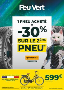 Prospectus Feu Vert à Thénac, "1 pneu acheté = -30% sur le 2ème pneu", 1 page de promos valables du 27/03/2024 au 29/04/2024