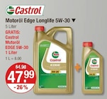 Autozubehör im V-Markt Prospekt Motoröl Edge Longlife 5W-30 von Castrol im aktuellen V-Markt Prospekt für 47,99 €