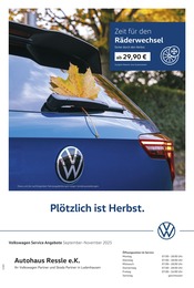 Aktueller Volkswagen Werkstatt & Auto Prospekt in Reichling und Umgebung, "Herbstliche Angebote." mit 1 Seite, 01.09.2025 - 30.11.2025