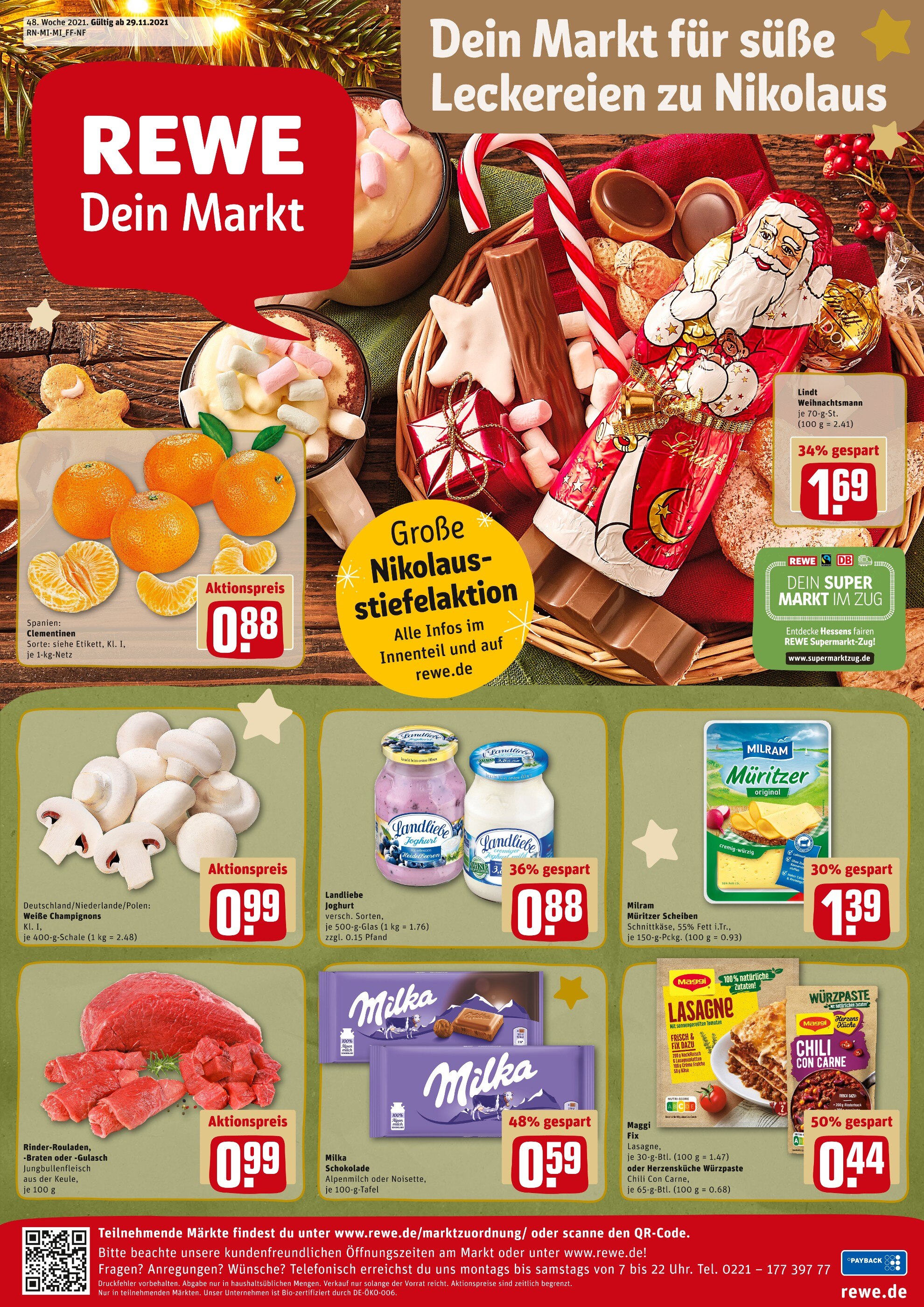 REWE Prospekt für Aschaffenburg mit 25 Seiten REWE Prospekt für Aschaffenburg: "Angebote im Markt", 25 Seiten, 29.11.2021 - 04.12.2021