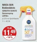 Babies&kids Sensitiv Schutz Sonnenspray LSF50+ von Nivea Sun im aktuellen V-Markt Prospekt für 11,49 €