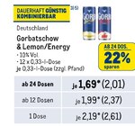 Gorbatschow& Lemon/Energy Angebote von Gorbatschow bei Metro Troisdorf für 2,01 €