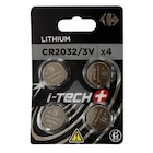 4 piles bouton CR2032 I-Tech+ - CARREFOUR en promo chez Carrefour Rouen à 3,99 €
