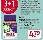 Waschmittel Angebote von Ariel bei Rossmann Aurich für 4,79 €