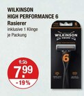 High Performance 6 Rasierer im V-Markt Prospekt High Performance 6 Rasierer von Wilkinson im aktuellen V-Markt Prospekt für 7,99 €