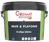 Gedimat La Bazouge-du-Désert - Promo PEINTURE ACRYLIQUE MUR & PLAFOND BLANC ECOLABEL Promo PEINTURE ACRYLIQUE MUR & PLAFOND BLANC ECOLABEL à 84,90 € dans le catalogue Gedimat à La Bazouge-du-Désert