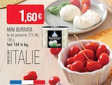 Mini Burrata en promo à 1,60 € chez Supermarchés Match Mini Burrata dans le catalogue Supermarchés Match