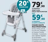 Chaise haute multipositions - Super U à Calais Chaise haute multipositions en promo chez Super U Calais à 59,90 €