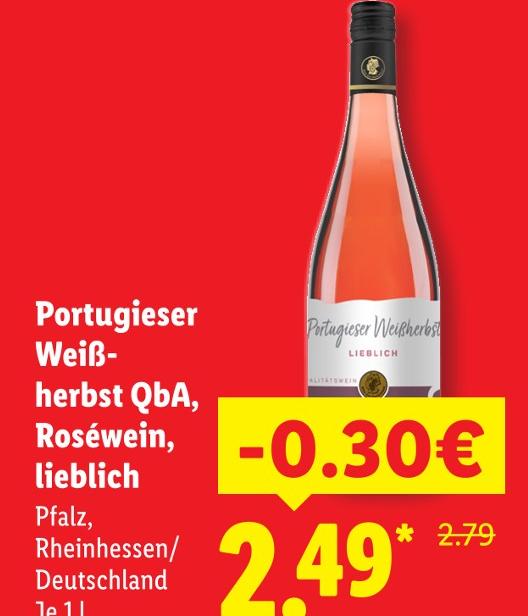 Portugieser Weißherbst QbA, Roséwein, lieblich