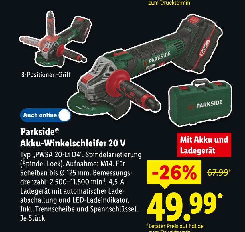 Akku-Winkelschleifer 20 V