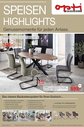Aktueller Opti-Wohnwelt Möbel & Einrichtung Prospekt in Saarlouis und Umgebung, "Speisen Highlights" mit 8 Seiten, 26.06.2025 - 31.08.2025