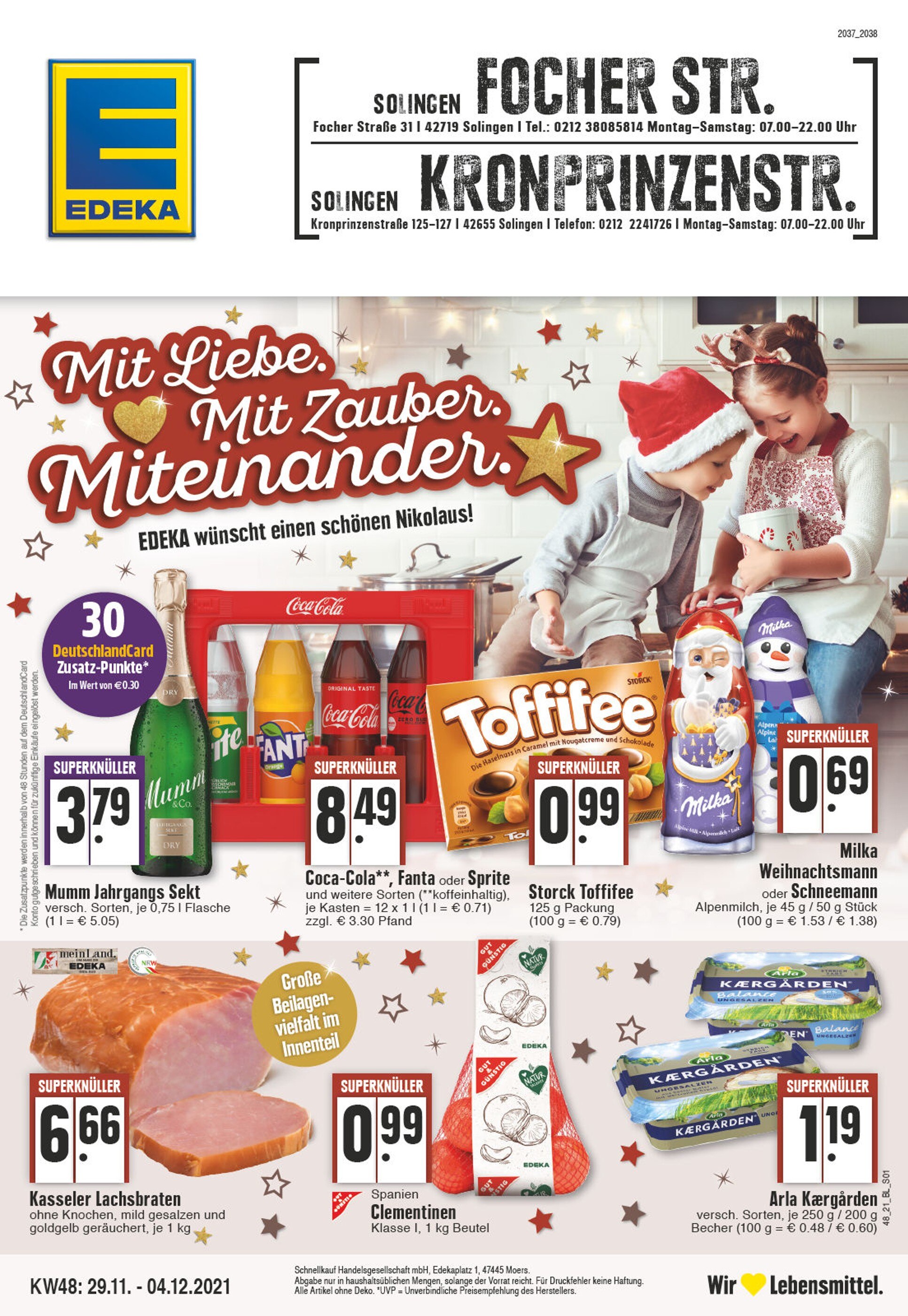 EDEKA Prospekt für Solingen mit 24 Seiten EDEKA Prospekt für Solingen: "Aktuelle Angebote", 24 Seiten, 29.11.2021 - 04.12.2021