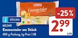 Emmentaler am Stück von Milsani für 2,99 € bei ALDI SÜD im Angebot Emmentaler am Stück von Milsani im aktuellen ALDI SÜD Prospekt