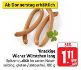 Knackige Wiener Würstchen lang Angebote bei EDEKA Ludwigshafen für 1,11 €