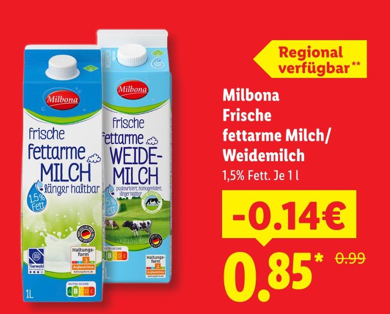 Frische fettarme Milch