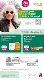 mea - meine apotheke Apotheke Prospekt der aktuellen Woche mit 4 Seiten, gültig von 01.07.2025 bis 31.07.2025, in Frickenhausen und Umgebung Aktueller mea - meine apotheke Apotheke Prospekt in Frickenhausen und Umgebung, "Unsere Juli-Angebote" mit 4 Seiten, 01.07.2025 - 31.07.2025