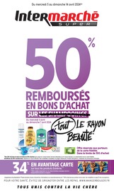 Prospectus Intermarché à Beausoleil, "50% REMBOURSÉS EN BONS D'ACHAT SUR tout LE RAYON BEAUTÉ", 58 pages de promos valables du 03/04/2024 au 14/04/2024