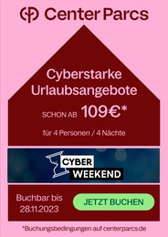 Center Parcs Prospekt für Hockenheim: "Cyberstarke Urlaubsangebote", 1 Seite, 24.11.2023 - 28.11.2023