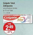 Zahnpflege im V-Markt Prospekt Total Zahnpasta von Colgate im aktuellen V-Markt Prospekt für 2,49 €
