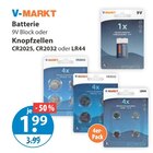 Batterie im V-Markt Prospekt 9V Block Batterie von V-MARKT im aktuellen V-Markt Prospekt für 1,99 €