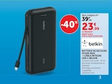 Batterie de secours 20 000 mAh + câble intégré USB-C - BELKIN en promo chez Super U Villeurbanne à 23,99 €