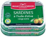 Sardines à l'huile d'olive vierge extra x2 - MOUETTES D'ARVOR - Intermarché Super à Brest Sardines à l'huile d'olive vierge extra x2 - MOUETTES D'ARVOR en promo chez Intermarché Super Brest à 4,21 €