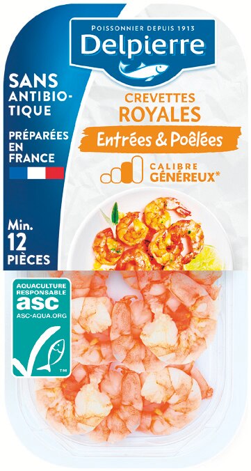 DELPIERRE Crevettes royales décortiquées