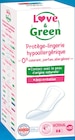 Protège-lingerie hypoallergénique normal x30 - Love & Green en promo chez Intermarché Super Protège-lingerie hypoallergénique normal x30 - Love & Green dans le catalogue Intermarché Super