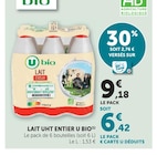 Lait UHT entier - U Bio - Super U à Nanterre Lait UHT entier - U Bio en promo chez Super U Nanterre à 6,42 €